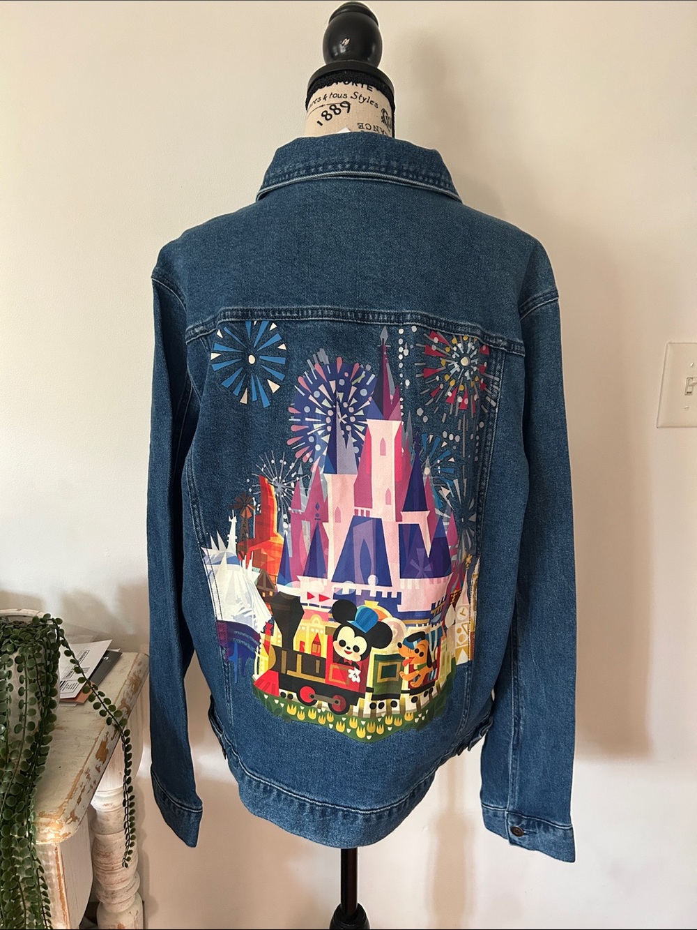 NWT Disney x Joey Chou 2023 Magic Kingdom Castle Denim Jacket Women's size L